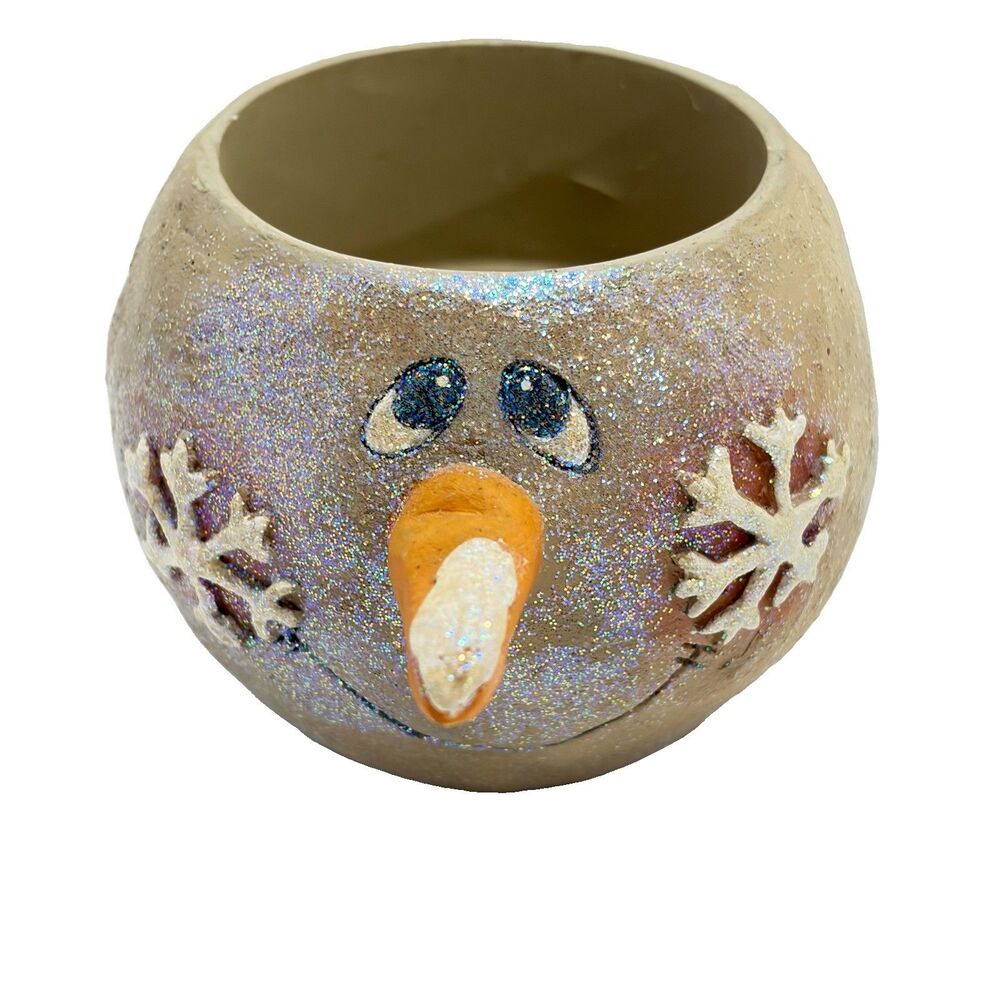 Christmas / Holiday 3D Snowman Tealight Candle Holder-  Hand Painted Resin 2x2”